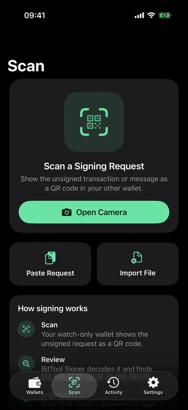 Scan a signing request