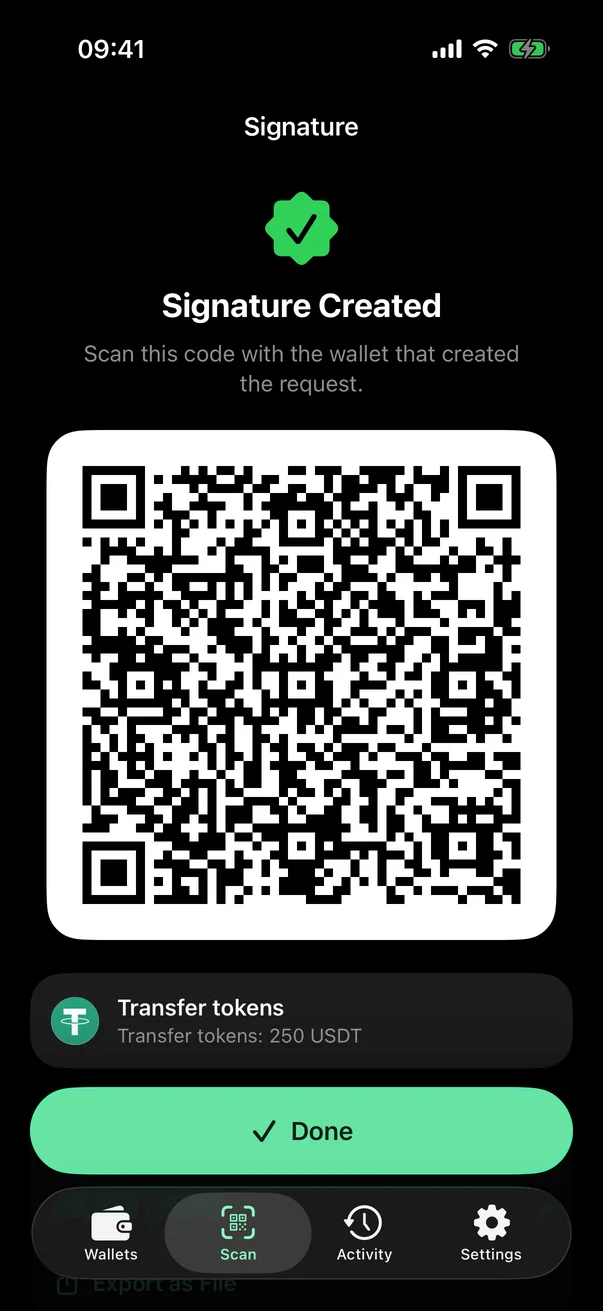 Signature shown as a QR code