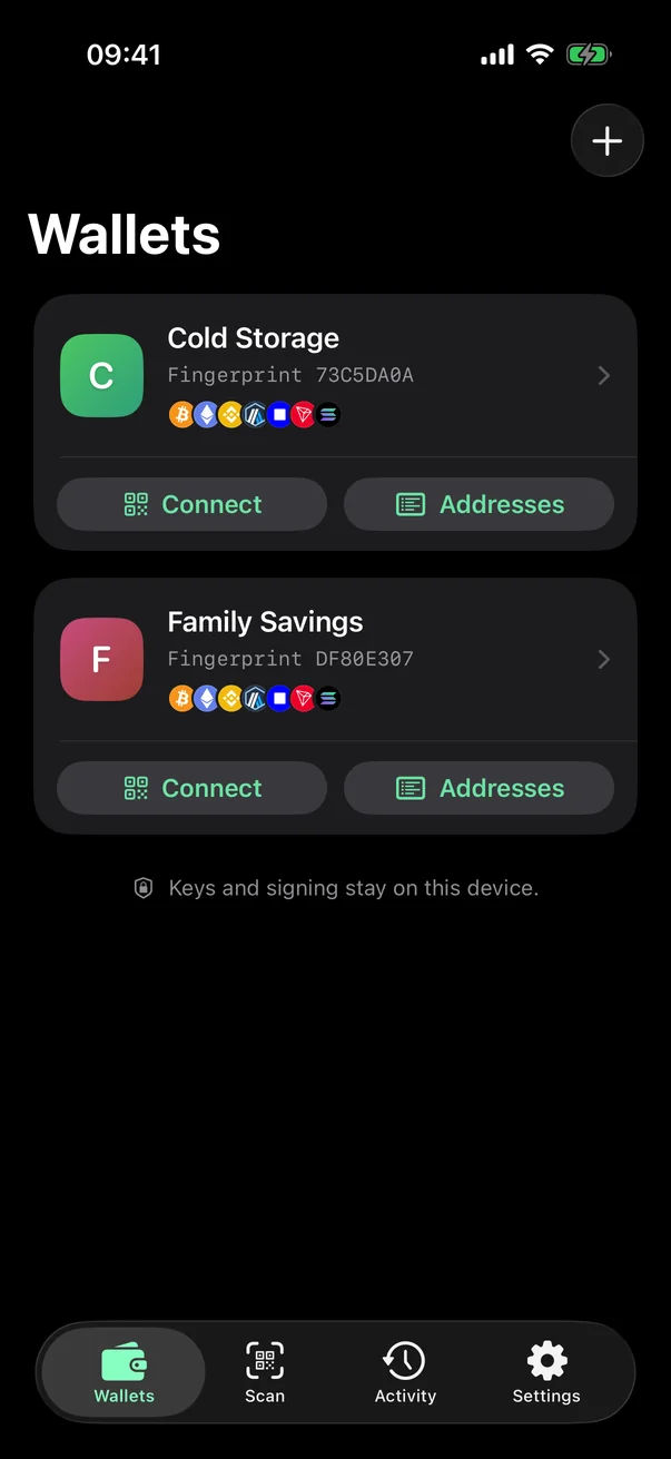 BitTool Signer wallet list